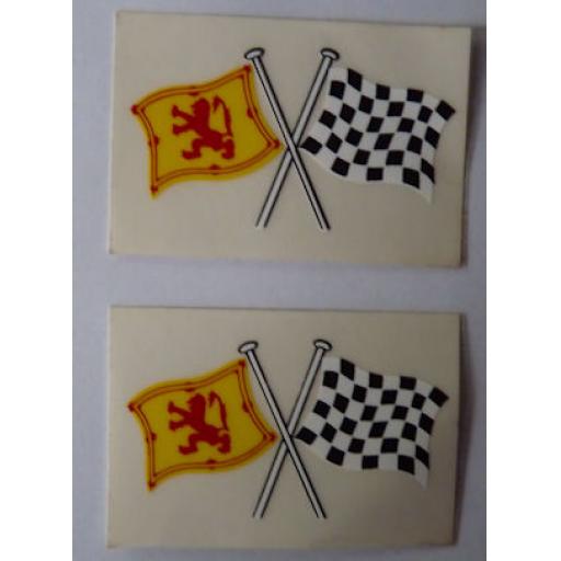 Crossed Scottish Flag and Chequered Flag Sticker/Decal