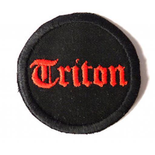 Round Triton Cloth Patch - Red Stitching on Black Background