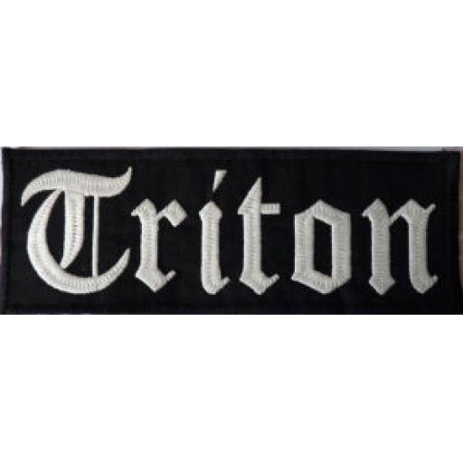 Large Triton Patch Black Background with White Lettering