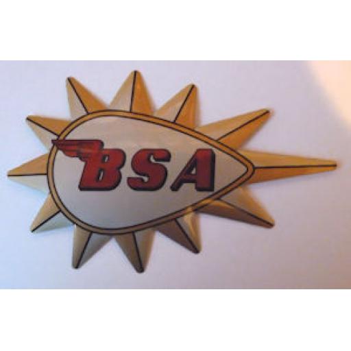 BSA Self Adhesive Badge/Decal Silver Background with Gold Starburst