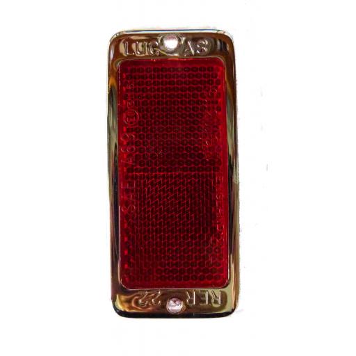 Lucas Red Rectangular Reflector RER22 with chrome surround