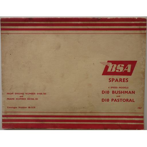 BSA Spare Parts List - BSA D10 Bushman and D10 Pastoral - 1967