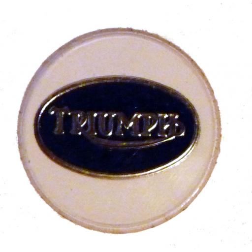 Triumph Small Round Badge - Silver Triumph Logo on Blue Lozenge