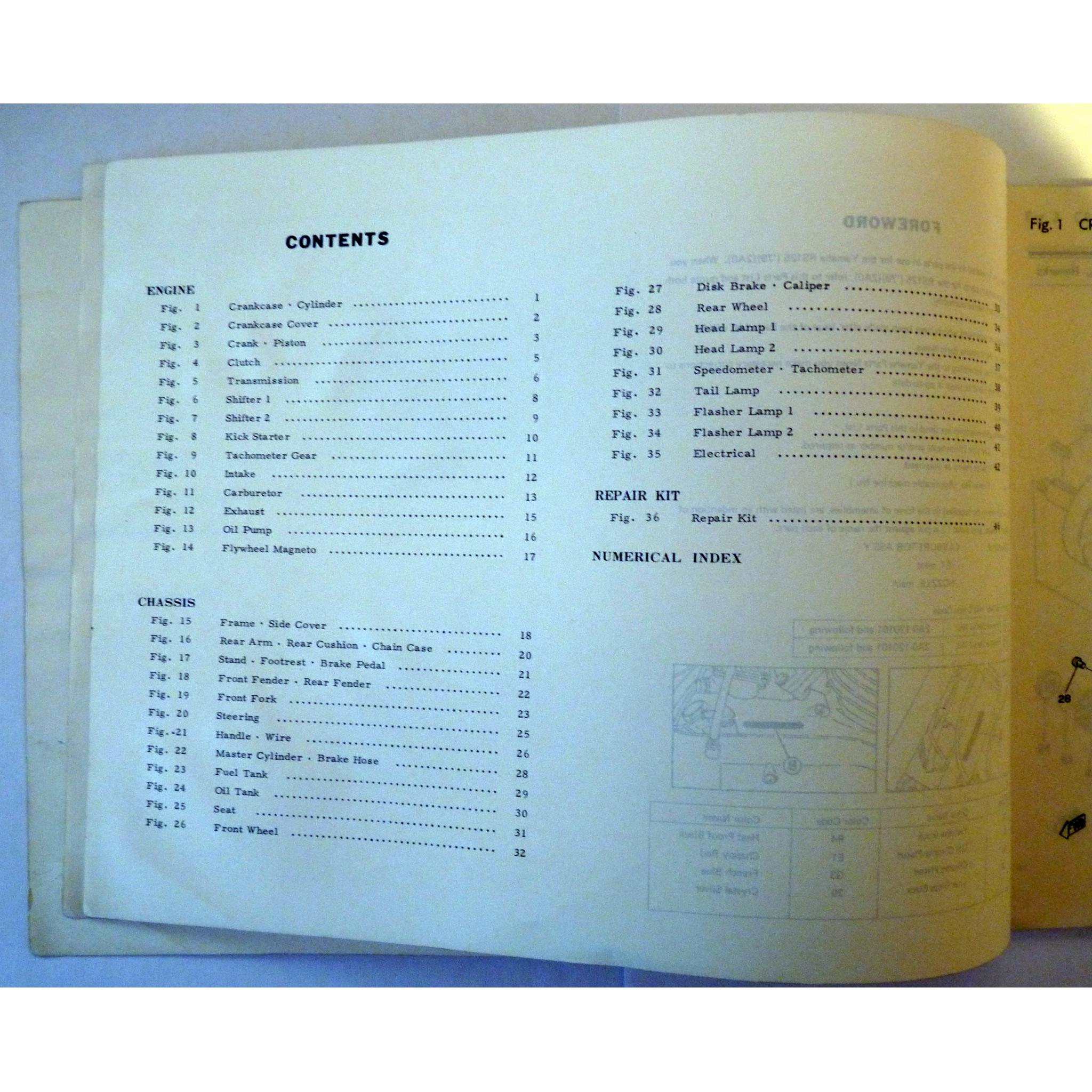 Original Yamaha spare parts catalogue for the Yamaha RS125 made in 1979