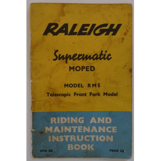 Raleigh Supermatic Moped RM5 Riding and Maintenance Instruction Book