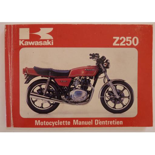 Kawasaki Z250 Motocyclette Manuel D'entretien - Owners Handbook -in French