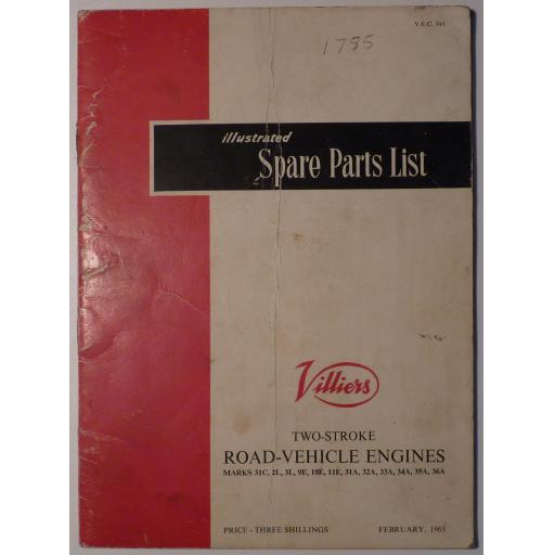 Villiers Illustrated Spare Parts List 2-stroke Road Vehicle Engines Marks 31C, 2