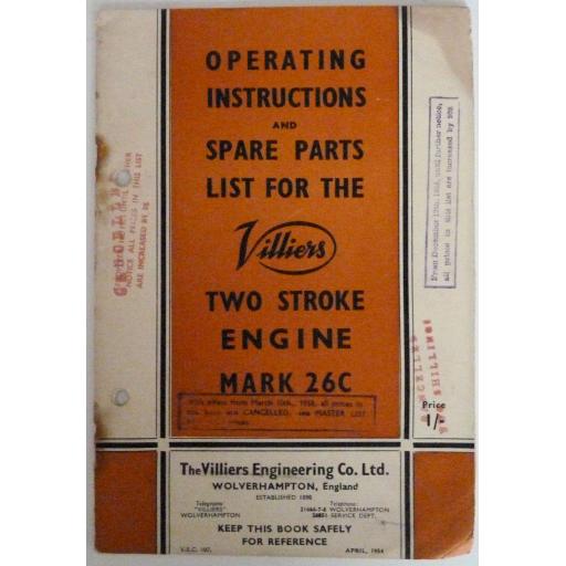 Villiers Operating Instruction Book for the Mk 26C 147cc 2-stroke Engine