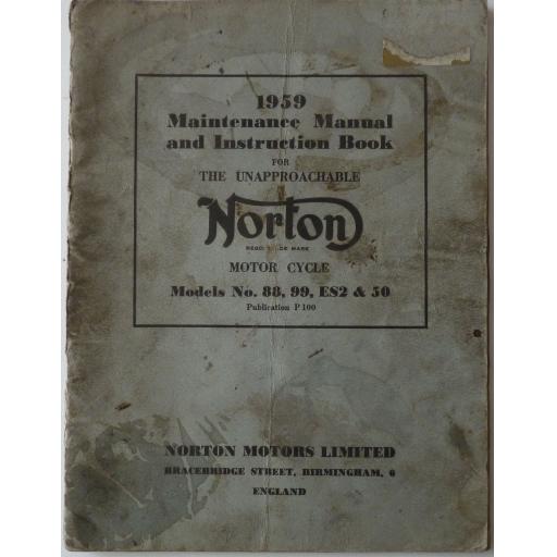 Norton 88, 99, ES2 and Model 50 Maintenance Manual & Instruction Book - 1959