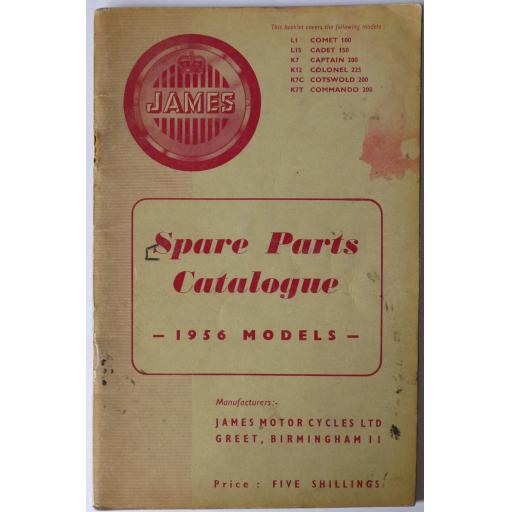 James Spare Parts Catalogue - 1956 Models - Comet, Cadet, Captain, Colonel, Cotswold, Commando